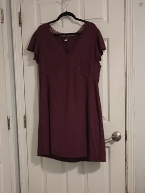Old Navy Burgundy Lace-Trim V-Neck Mini Dress